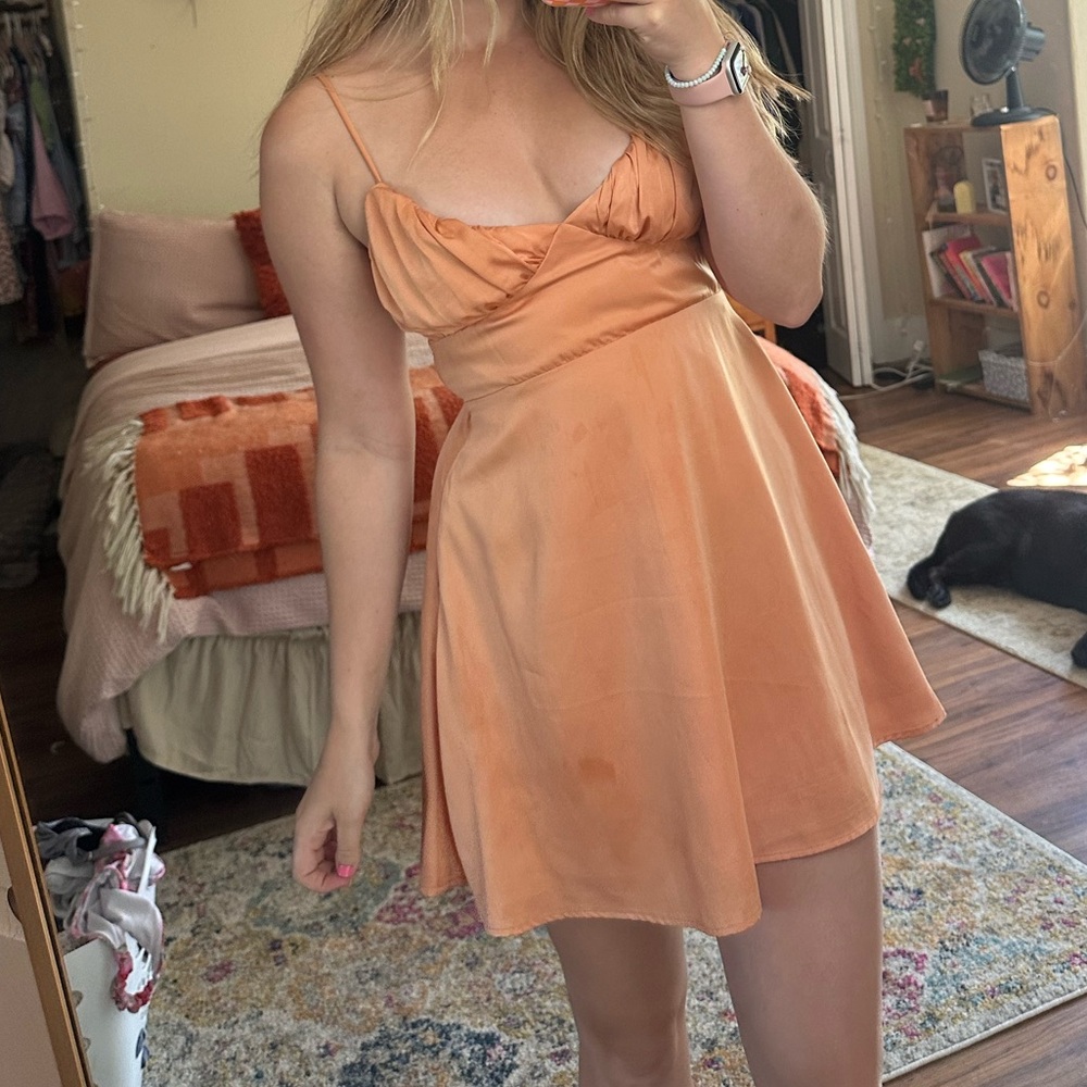 Coral silk dress